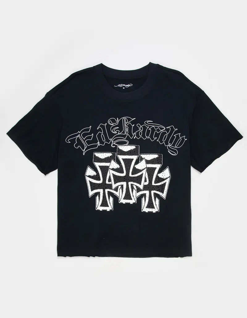ED HARDY Cross Mens Boxy Tee Black
