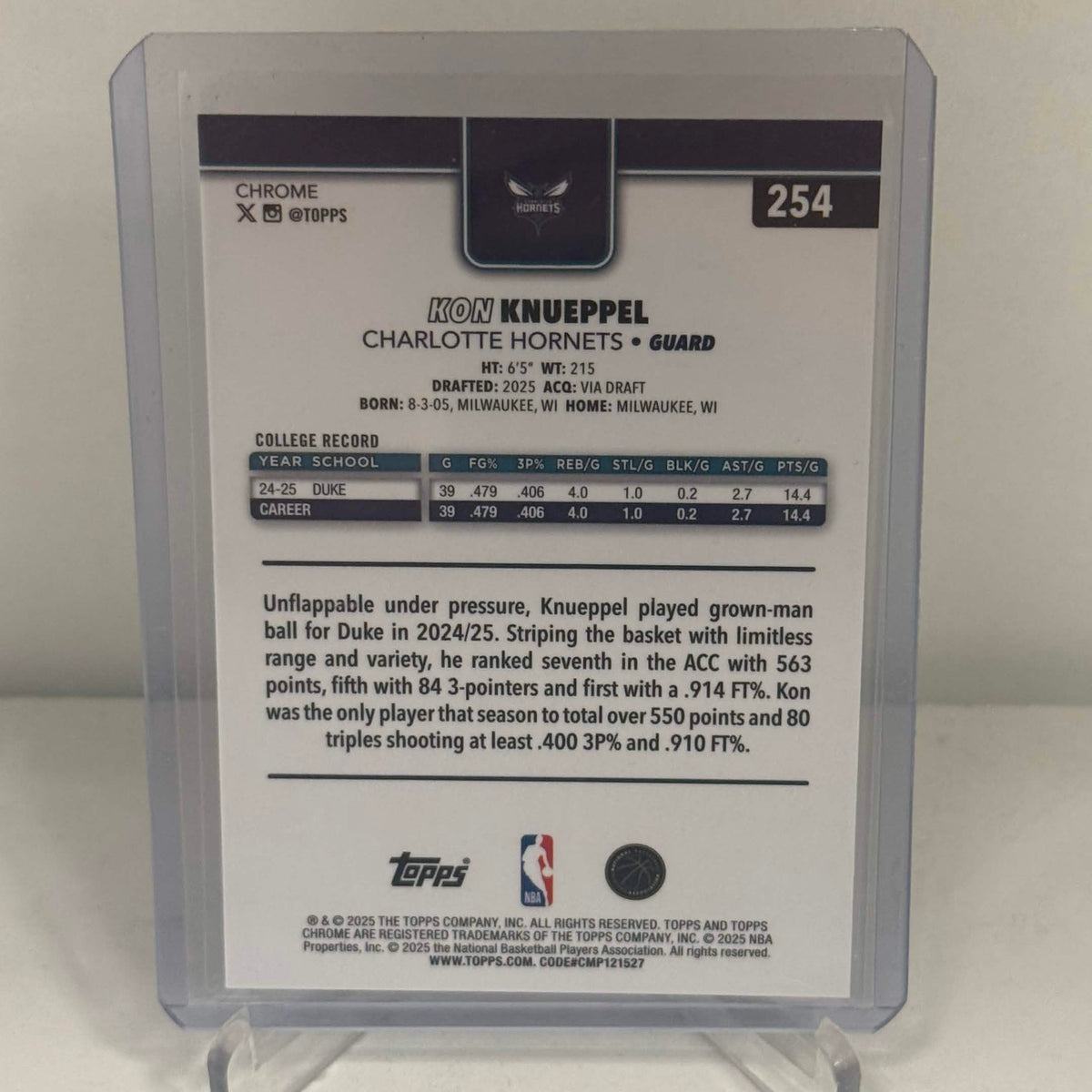 Topps Chrome 2025 Kon Knuepple Red White And Blue RC