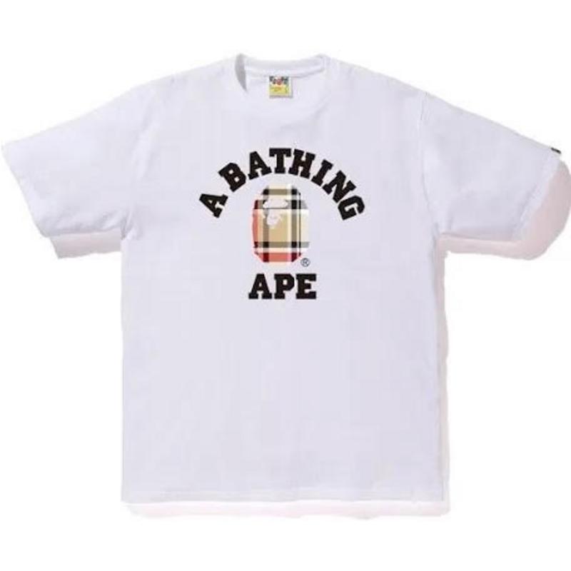 BAPE Burberry Small Ape Head Tee White
