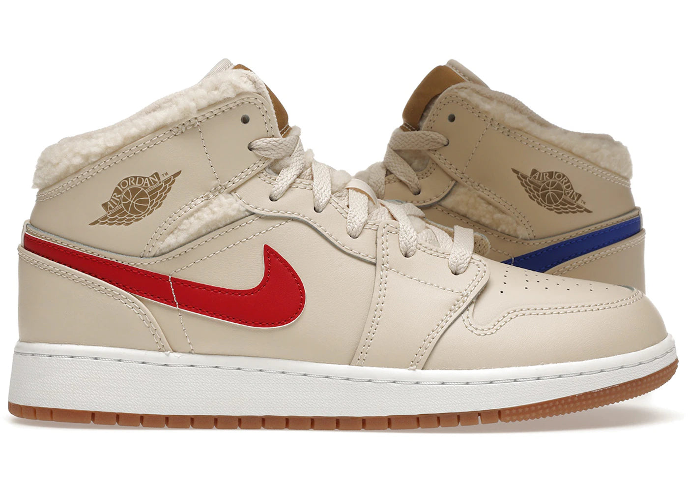 Jordan 1 Mid Utility Fleece Pearl White (GS) (REP BOX)