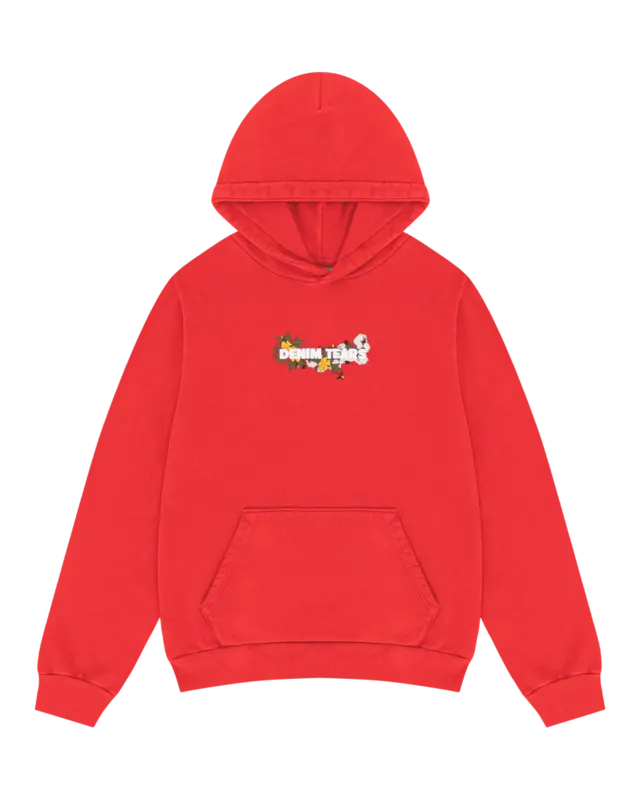 Denim Tears Embroidered Logo Hoodie Red