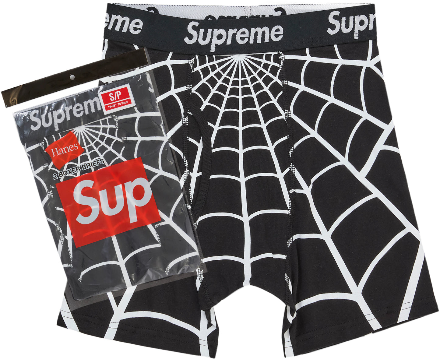 Supreme Hanes Spider-Man Boxer Briefs (2 Pack) Black