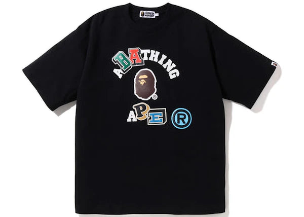 BAPE Multi Fonts Relaxed Fit Collage Heavy Weight Tee Black