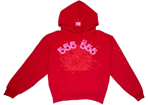 Sp5der Worldwide Red Angel Number 555 Hoodie Red