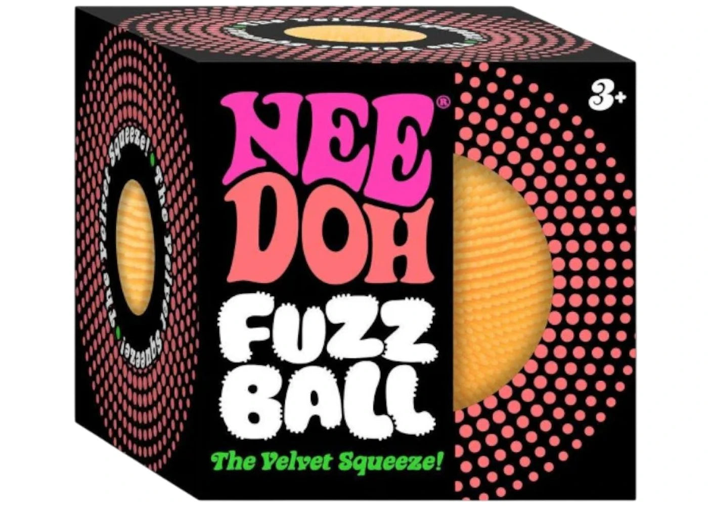 NeeDoh Fuzzball The Velvet Squeeze Squishy Fidget Toy Orange
