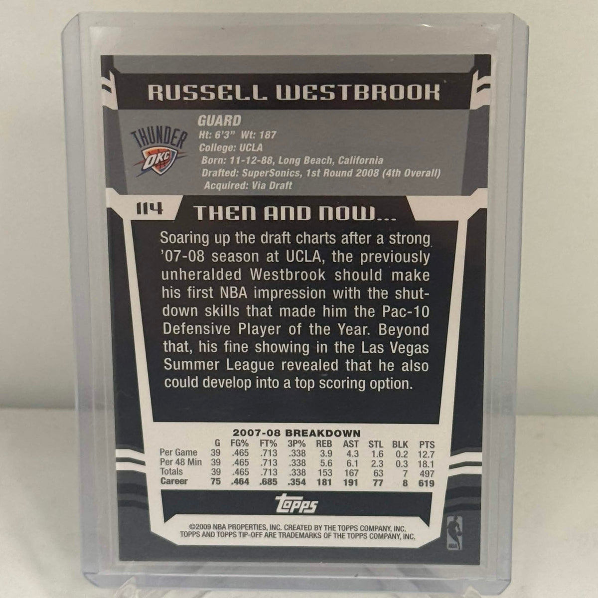 2008-09 Topps Tip-off Russell Westbrook #114 RC