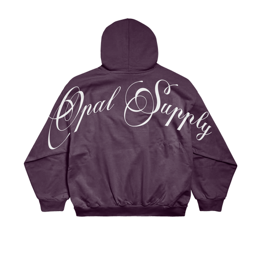 Opal Supply Cursive Logo Hoodie Plum