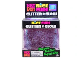 NeeDoh Nice Cube Glitter and Glow Squishy Fidget Toy Purple