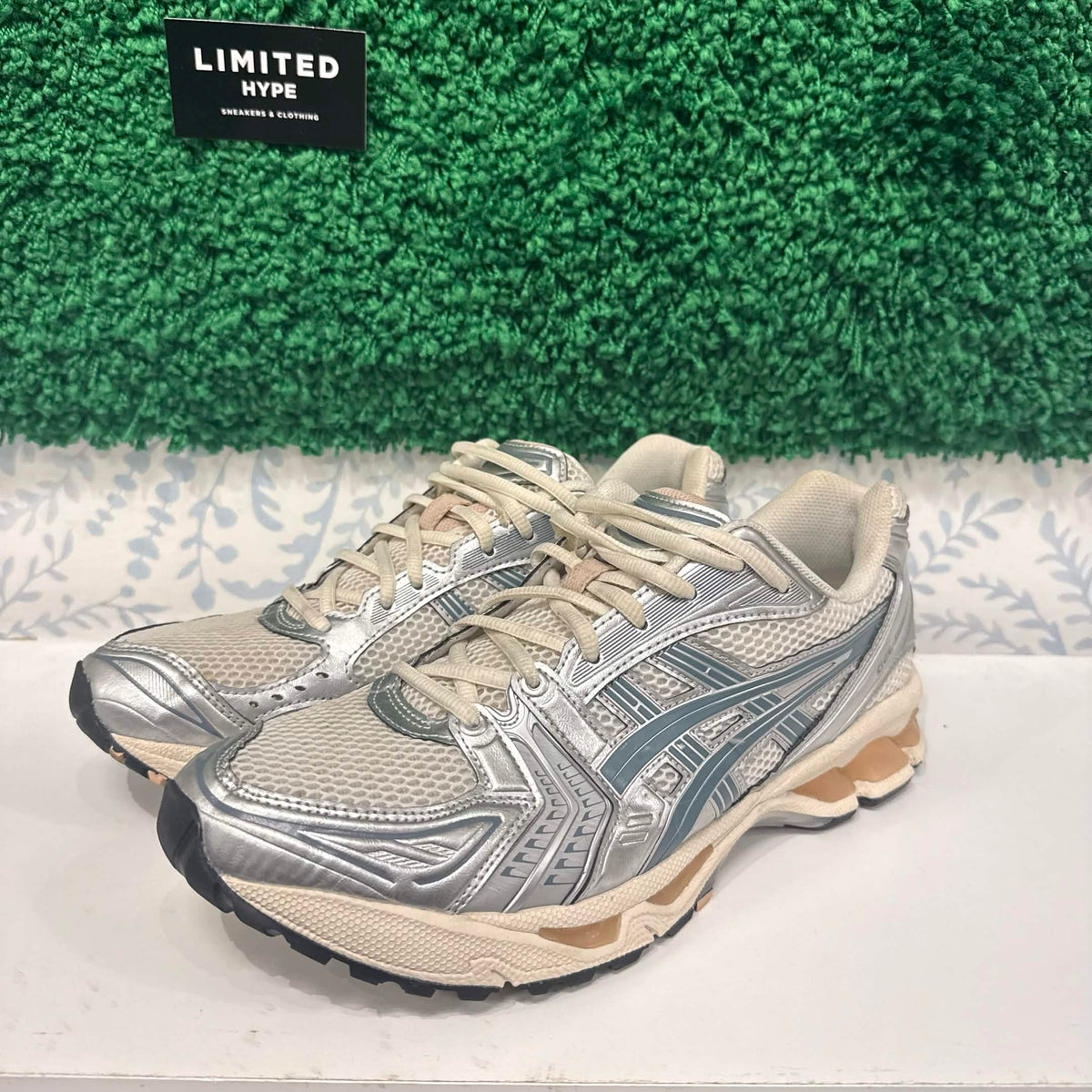 ASICS Gel-Kayano 14 Birch Pure Silver Teal Gold (USED, NO BOX)