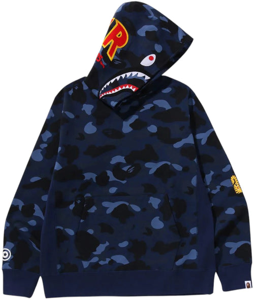 BAPE Color Camo 2nd Shark Pullover Hoodie Navy