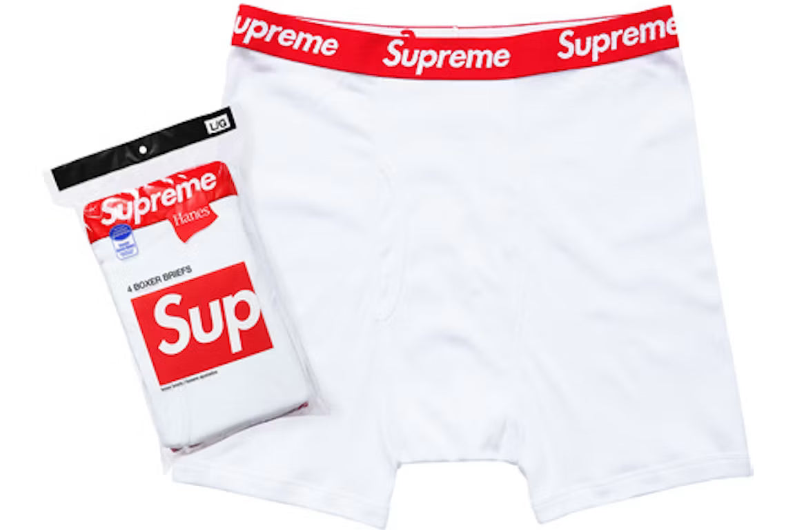 Supreme Hanes Boxer Briefs (4 Pack) White