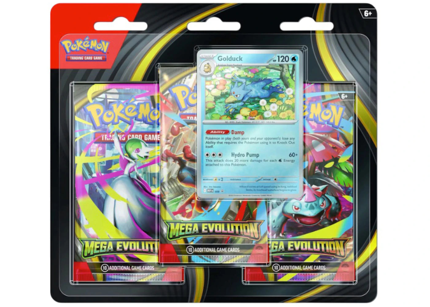 Pokemon Golduck 3-Pack Blister Pack 2025 Pokémon Mega Evolution