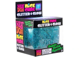 NeeDoh Nice Cube Glitter and Glow Squishy Fidget Toy Blue