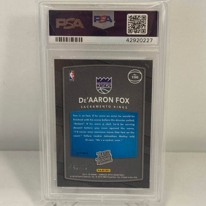 2017 Panini Donruss Optic De'Aaron Fox Pink Velocity (PSA9)