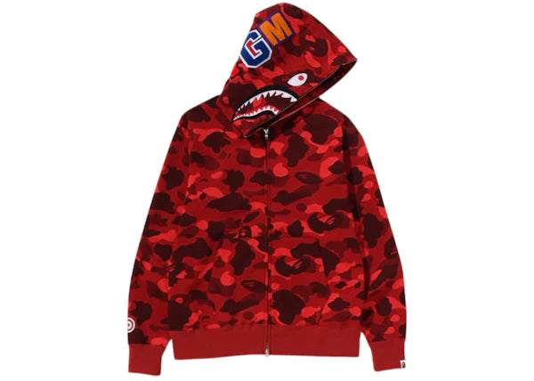 BAPE Color Camo Shark Full Zip Hoodie (FW24) Red