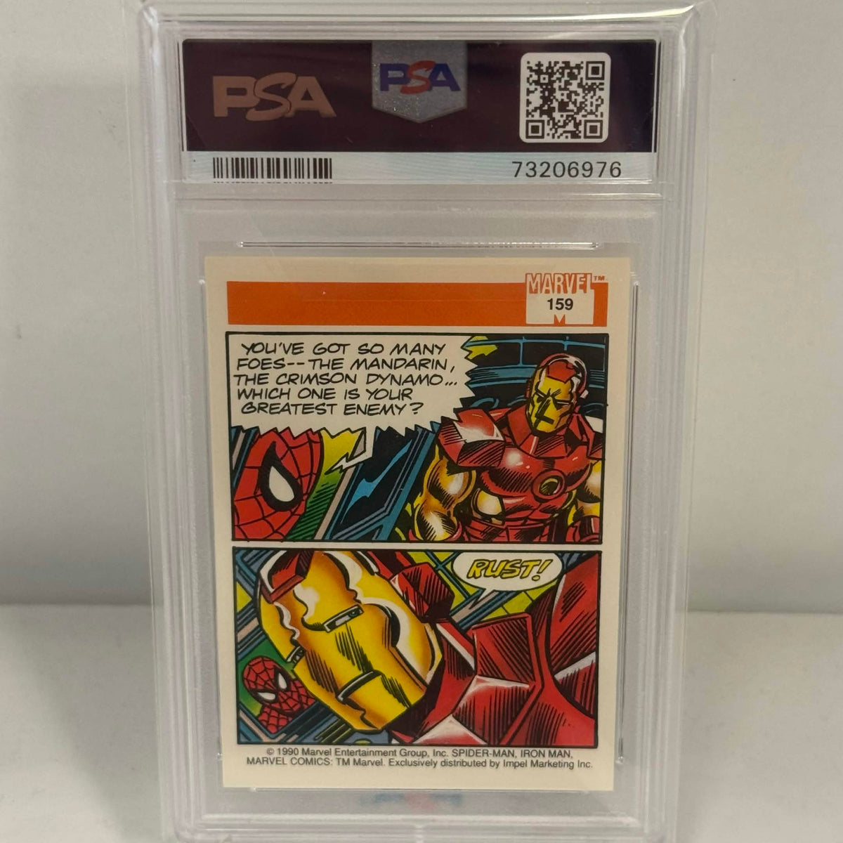 1990 SPIDERMAN x IRONMAN MARVEL UNIVERSE #159 (PSA9)