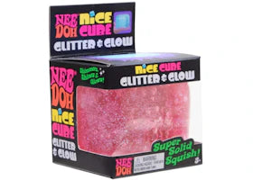 NeeDoh Nice Cube Glitter and Glow Squishy Fidget Toy Pink