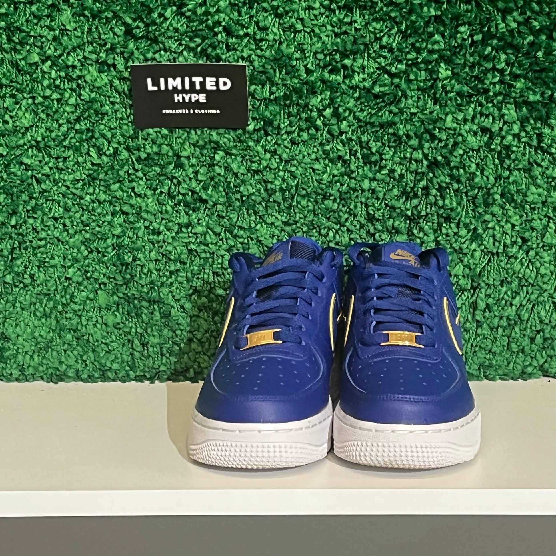 Nike Air Force 1 Low Blue Gold Swoosh (Women's) (USED NO BOX)