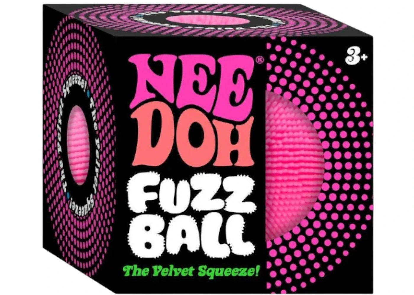 NeeDoh Fuzzball The Velvet Squeeze Squishy Fidget Toy Pink