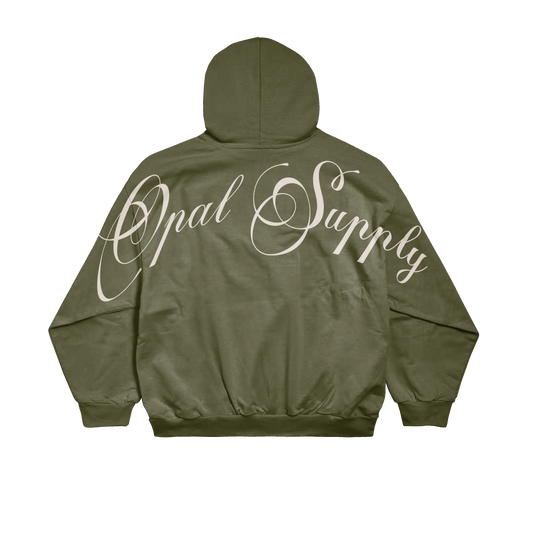 Opal Supply Cursive Logo Hoodie Olive